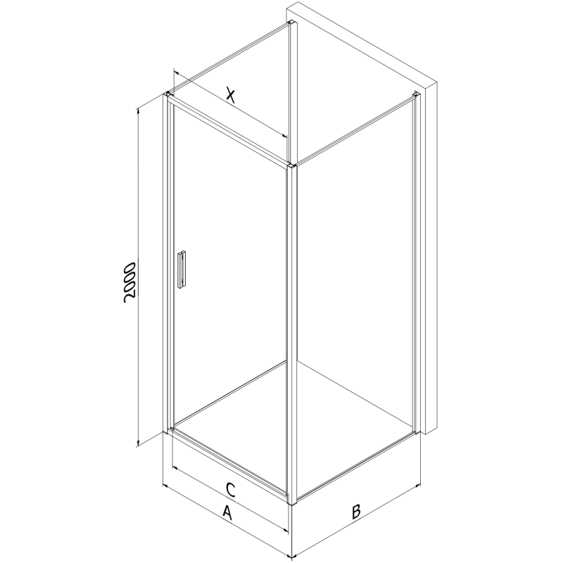 Mexen Exo-3S cabina de duș cu 3 pereți, batantă, 80 x 100 cm, transparentă, neagră - 817-080-100-70-00-3S