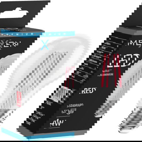 Mexen Vintis LED filament izzó E27, A60, 4W, 55 lm, piros - L150-E27-04XX-45