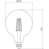 Mexen Vintis Filament LED izzó E27, G125, 8W, Meleg - 2700K, 680 lm, füstszínű - L158-E27-0827-70