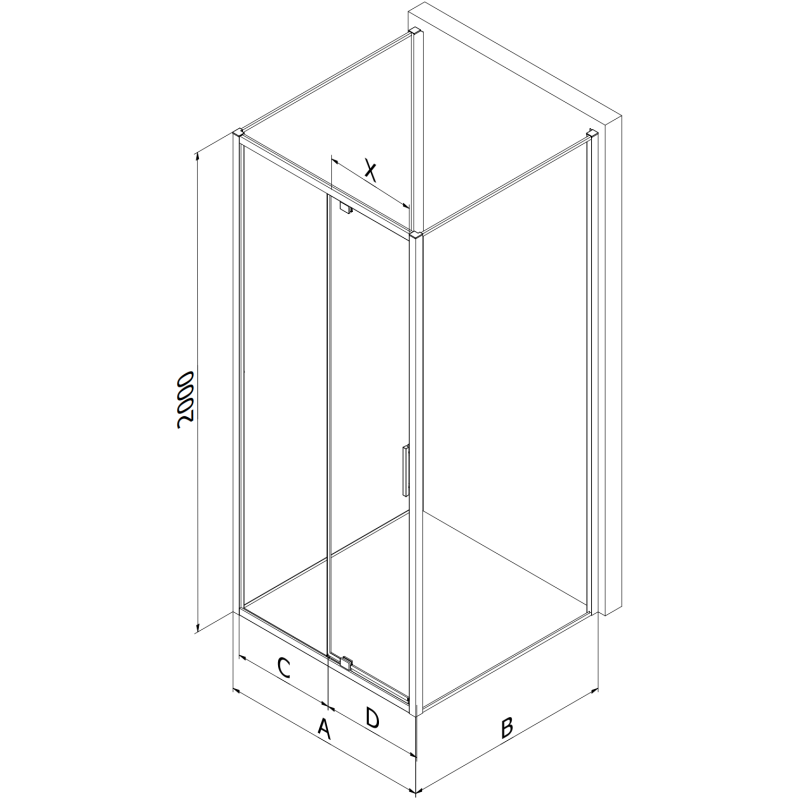 Mexen Exo-3S cabina de duș cu 3 pereți, batantă, 145 x 120 cm, transparent, crom - 819-145-120-01-00-3S