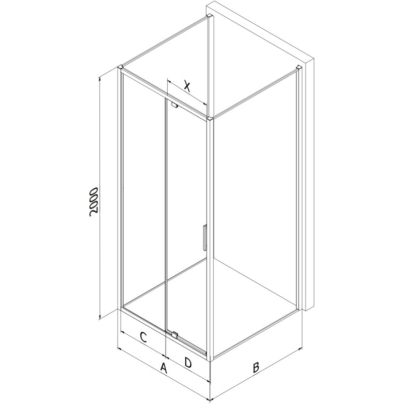 Mexen Exo-R 3S cabina de duș 3-perete batantă 110 x 120 cm, transparentă, aurie - 819-110-120-50-00-3S