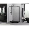 Mexen Exo-S szögletes aszimmetrikus csúsztatható zuhanykabin 120 x 80 cm, átlátszó, fekete - 8131-120-080-70-00