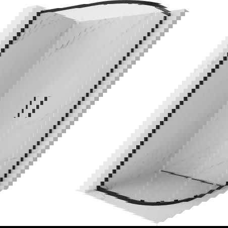 Mexen Exo aszmetrikus, tolóajtós, félköríves zuhanykabin 120 x 80 cm, átlátszó, fekete - 8132-120-080-70-00