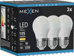 Mexen Nova 3x LED izzó E27, G45, 1W, Meleg - 3000K, 105 lm - L101-E27-0130-01x03