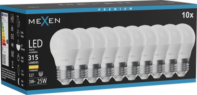 Mexen Nova 10x Bec LED E27, G45, 3W, Cald - 3000K, 315 lm - L101-E27-0330-01x10