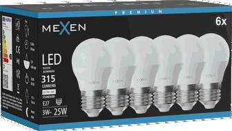 Mexen Nova 6x LED izzó E27, G45, 3W, Semleges - 4000K, 315 lm - L101-E27-0340-01x06