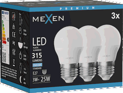 Mexen Nova 3x LED izzó E27, G45, 3W, Hideg - 6500K, 315 lm - L101-E27-0365-01x03