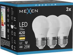 Mexen Nova 3x Bec LED E27, G45, 4W, Caldă - 3000K, 420 lm - L101-E27-0430-01x03