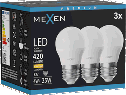 Mexen Nova 3x LED izzó E27, G45, 4W, Meleg - 3000K, 420 lm - L101-E27-0430-01x03