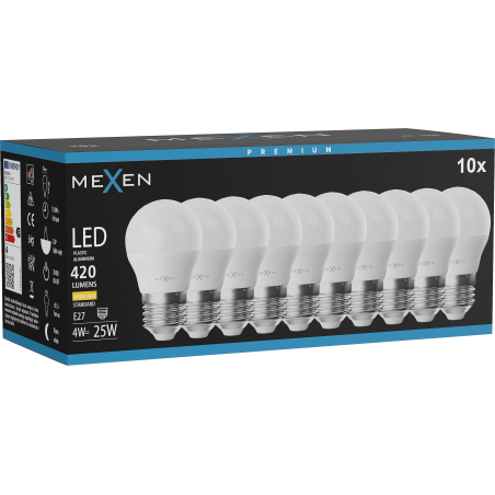 Mexen Nova 10x Bec LED E27, G45, 4W, Caldă - 3000K, 420 lm - L101-E27-0430-01x10