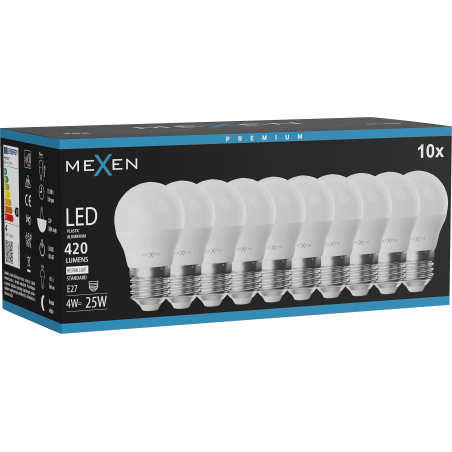 Mexen Nova 10x Bec LED E27, G45, 4W, Neutru - 4000K, 420 lm - L101-E27-0440-01x10