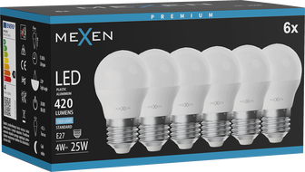 Mexen Nova 6x Bec LED E27, G45, 4W, Rece - 6500K, 420 lm - L101-E27-0465-01x06