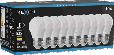 Mexen Nova 10x LED izzó E27, G45, 5W, Meleg - 3000K, 525 lm - L101-E27-0530-01x10