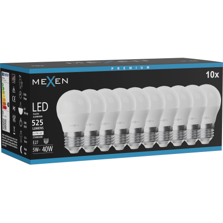 Mexen Nova 10x Bec LED E27, G45, 5W, Neutru - 4000K, 525 lm - L101-E27-0540-01x10