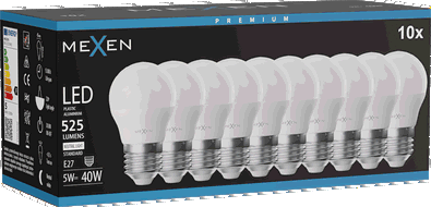Mexen Nova 10x LED izzó E27, G45, 5W, Semleges - 4000K, 525 lm - L101-E27-0540-01x10