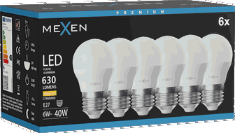 Mexen Nova 6x LED izzó E27, G45, 6W, Meleg - 3000K, 630 lm - L101-E27-0630-01x06