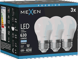 Mexen Nova 3x LED Izzó E27, G45, 6W, Hideg - 6500K, 630 lm - L101-E27-0665-01x03