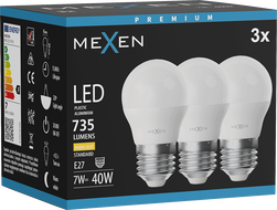 Mexen Nova 3x Bec LED E27, G45, 7W, Caldă - 3000K, 735 lm - L101-E27-0730-01x03