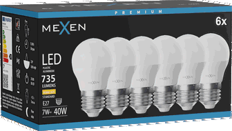 Mexen Nova 6x Bec LED E27, G45, 7W, Caldă - 3000K, 735 lm - L101-E27-0730-01x06