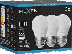 Mexen Nova 3x LED izzó E27, G45, 7W, Semleges - 4000K, 735 lm - L101-E27-0740-01x03