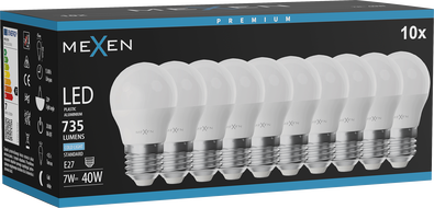 Mexen Nova 10x Bec LED E27, G45, 7W, Rece - 6500K, 735 lm - L101-E27-0765-01x10