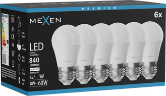Mexen Nova 6x Bec LED E27, G45, 8W, Neutră - 4000K, 840 lm - L101-E27-0840-01x06
