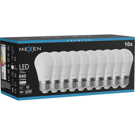 Mexen Nova 10x Bec LED E27, G45, 8W, Neutru - 4000K, 840 lm - L101-E27-0840-01x10