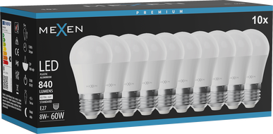 Mexen Nova 10x Bec LED E27, G45, 8W, Neutru - 4000K, 840 lm - L101-E27-0840-01x10