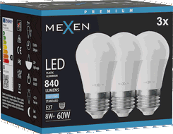 Mexen Nova 3x LED izzó E27, G45, 8W, Hideg - 6500K, 840 lm - L101-E27-0865-01x03