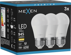 Mexen Nova 3x LED izzó E27, G45, 9W, Meleg - 3000K, 945 lm - L101-E27-0930-01x03