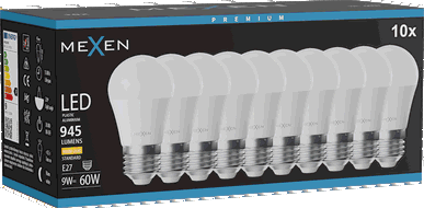 Mexen Nova 10x Bec LED E27, G45, 9W, Cald - 3000K, 945 lm - L101-E27-0930-01x10