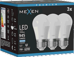 Mexen Nova 3x Bec LED E27, G45, 9W, Rece - 6500K, 945 lm - L101-E27-0965-01x03