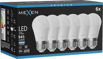 Mexen Nova 6x LED világítás E27, G45, 9W, Hideg - 6500K, 945 lm - L101-E27-0965-01x06
