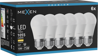 Mexen Nova 6x Bec LED E27, G45, 10W, Cald - 3000K, 1055 lm - L101-E27-1030-01x06