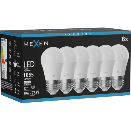 Mexen Nova 6x Bec LED E27, G45, 10W, Neutră - 4000K, 1055 lm - L101-E27-1040-01x06