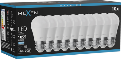Mexen Nova 10x LED izzó E27, G45, 10W, Hideg - 6500K, 1055 lm - L101-E27-1065-01x10
