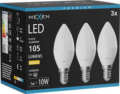 Mexen Nova 3x Bec LED E14, C37, 1W, Neutru - 4000K, 105 lm - L102-E14-0140-01x03