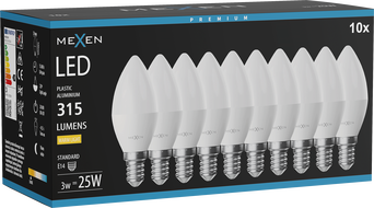 Mexen Nova 10x Bec LED E14, C37, 3W, Cald - 3000K, 315 lm - L102-E14-0330-01x10