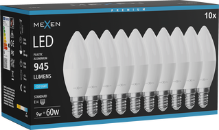 Mexen Nova 10x Bec LED E14, C37, 9W, Rece - 6500K, 945 lm - L102-E14-0965-01x10
