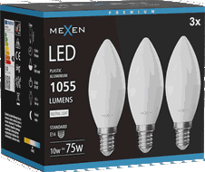 Mexen Nova 3x Bec LED E14, C37, 10W, Neutru - 4000K, 1055 lm - L102-E14-1040-01x03