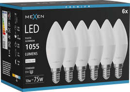 Mexen Nova 6x LED izzó E14, C37, 10W, Semleges - 4000K, 1055 lm - L102-E14-1040-01x06