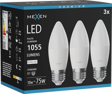 Mexen Nova 3x Bec LED E27, C37, 10W, Neutru - 4000K, 1055 lm - L102-E27-1040-01x03