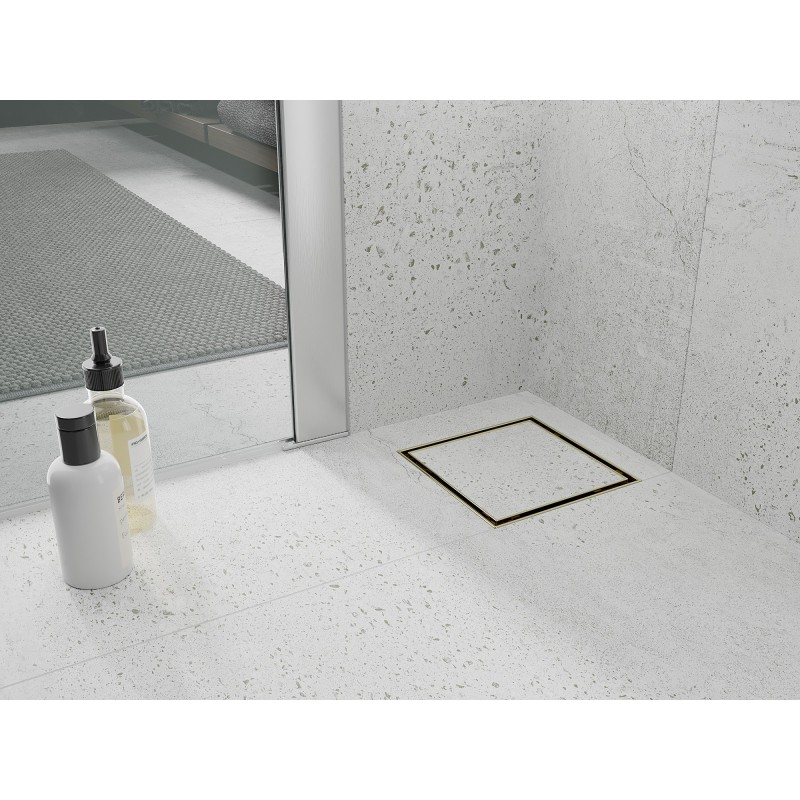 Mexen Flat-Q M13 scurgere de podea pătrată 12 x 12 cm, auriu - 1510012