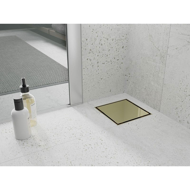 Mexen Flat-Q M13 scurgere de podea pătrată 15 x 15 cm, auriu - 1510015
