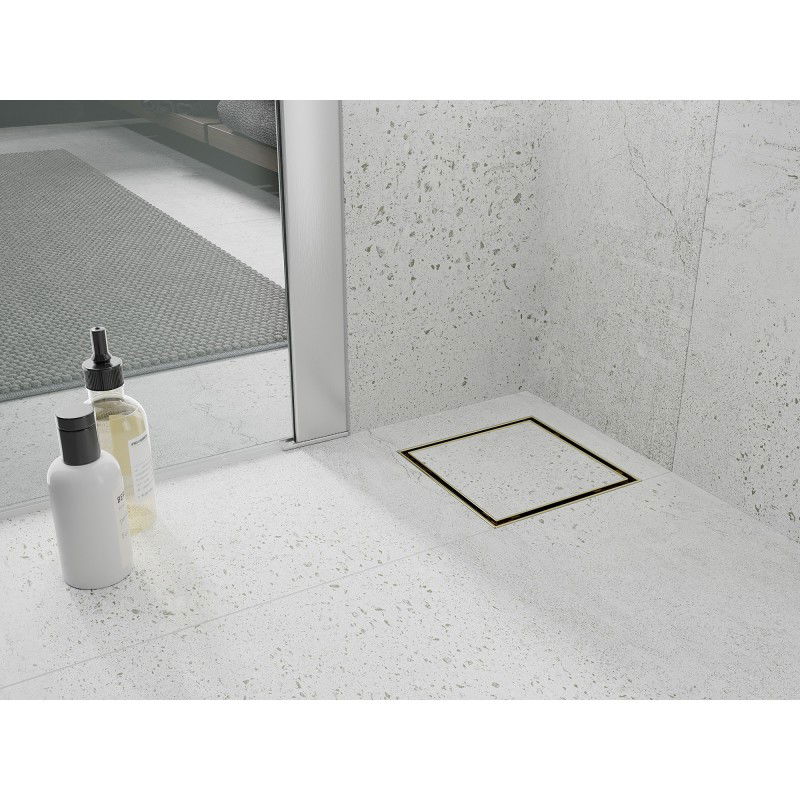 Mexen Flat-Q M13 scurgere de podea pătrată 15 x 15 cm, auriu - 1510015