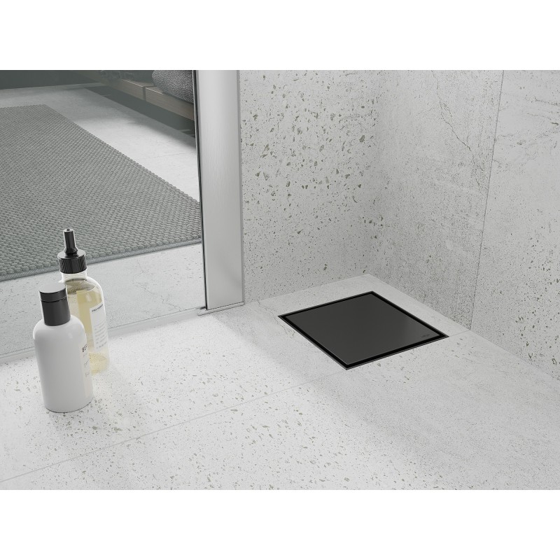 Mexen Flat-Q M13 rigolă pătrată de podea 12 x 12 cm, negru - 1710012