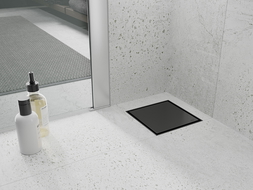 Mexen Flat-Q M13 padlószintű padlóösszefolyó, négyzet alakú, 15 x 15 cm, fekete - 1710015