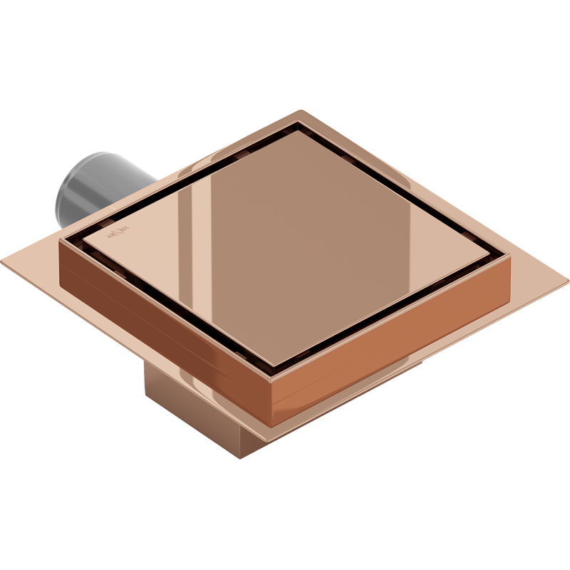 Mexen Flat-Q M13 sifon de pardoseală pătrat 15 x 15 cm, aur roz - 1610015