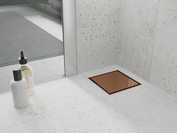 Mexen Flat-Q M13 négyzet alakú padlóösszefolyó 12 x 12 cm, rózsaarany - 1610012