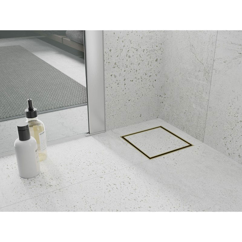 Mexen Flat-Q M13 scurgere de podea pătrată 12 x 12 cm, auriu periat - 1A10012
